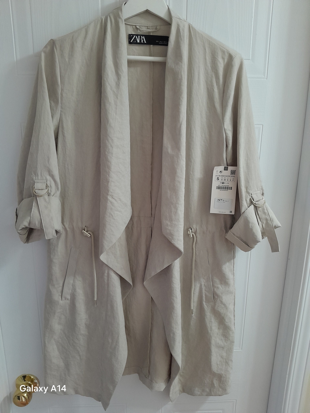 Zara Women's Cream Lightweight Drape Trench Coat